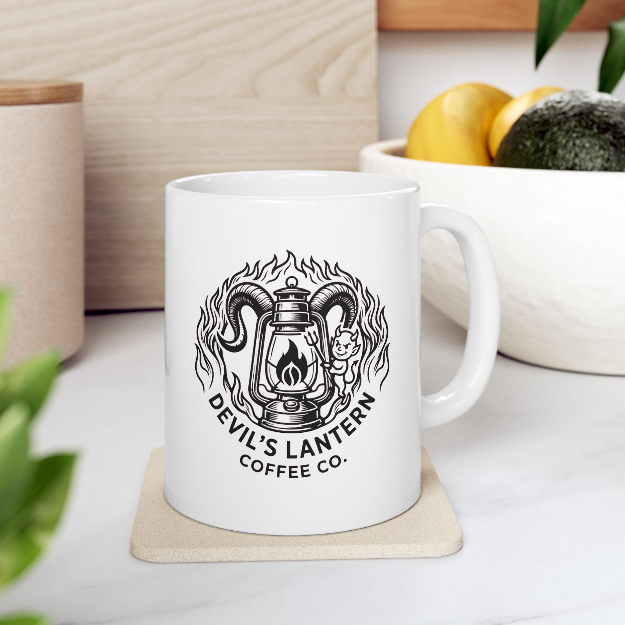 Devil’s Lantern Coffee Co. Ceramic Mug — 11oz & 15oz Logo Coffee Cup