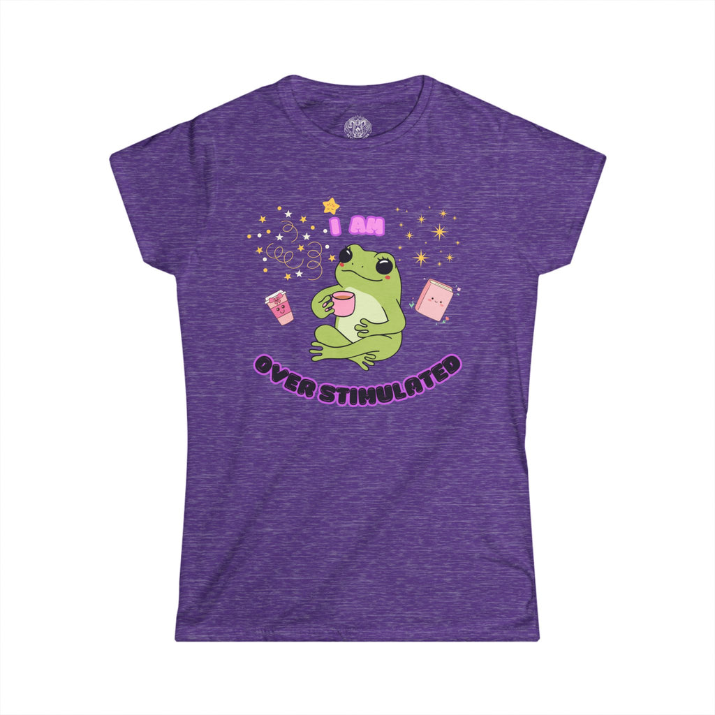 Over Stimulated Frog Tee — Cute Frog Coffee Graphic Women's T-Shirt