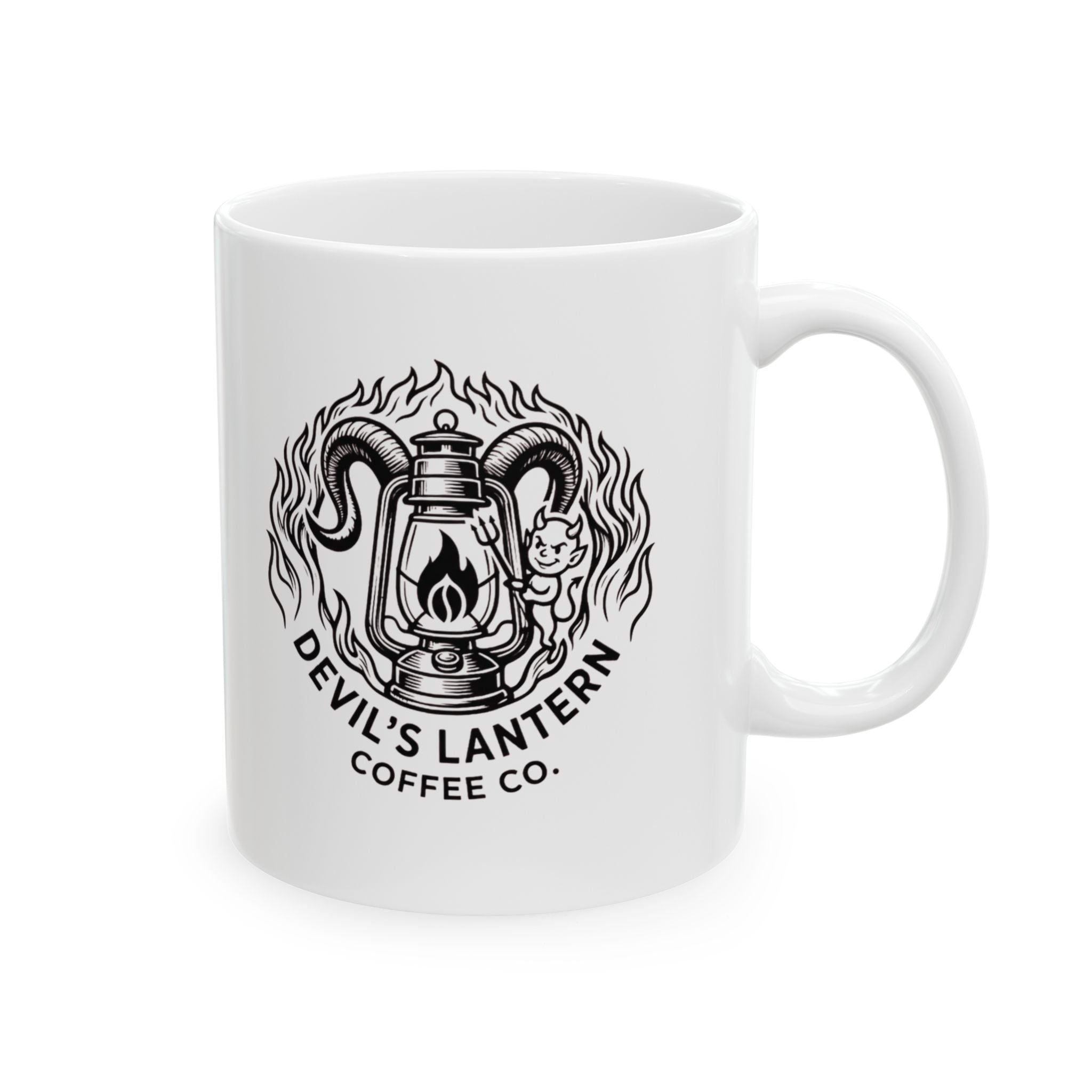 Devil’s Lantern Coffee Co. Ceramic Mug — 11oz & 15oz Logo Coffee Cup